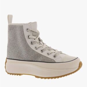 Steve Madden Silver and White Women's High-Top Sneakers